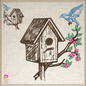 Blue Bird House Machine Embroidery Design | Bird Embroidery Pattern | Home & Garden Design | 6 Sizes (0737)