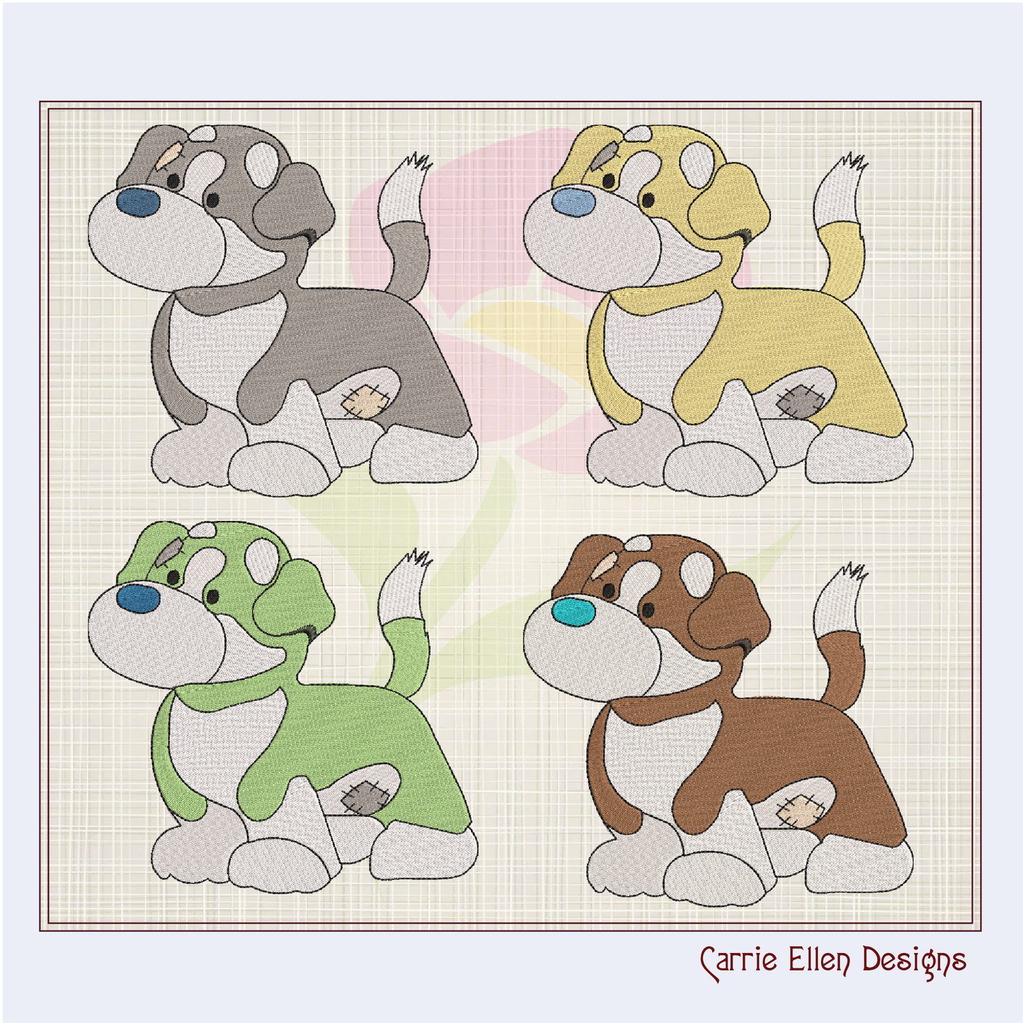 Stuffed Toy Dog Machine Embroidery Design for Babies and Kids | Vintage Plush Puppy Pattern | Blue Nose Tatty Teddy Inspired Design | 6 Sizes (0768)