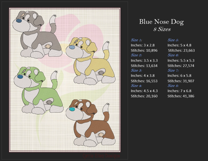 Stuffed Toy Dog Machine Embroidery Design for Babies and Kids | Vintage Plush Puppy Pattern | Blue Nose Tatty Teddy Inspired Design | 6 Sizes (0768)