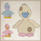 Toy Duckling Machine Embroidery Design for Babies and Kids | Old Stuffed Animal Embroidery Pattern | Blue Nose Tatty Teddy Style | 6 Sizes (0758)