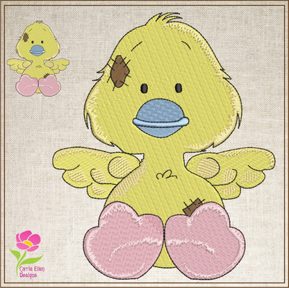 Toy Duckling Machine Embroidery Design for Babies and Kids | Vintage Stuffed Animal Embroidery Pattern | Blue Nose Tatty Teddy Inspired | 6 Sizes (0759)