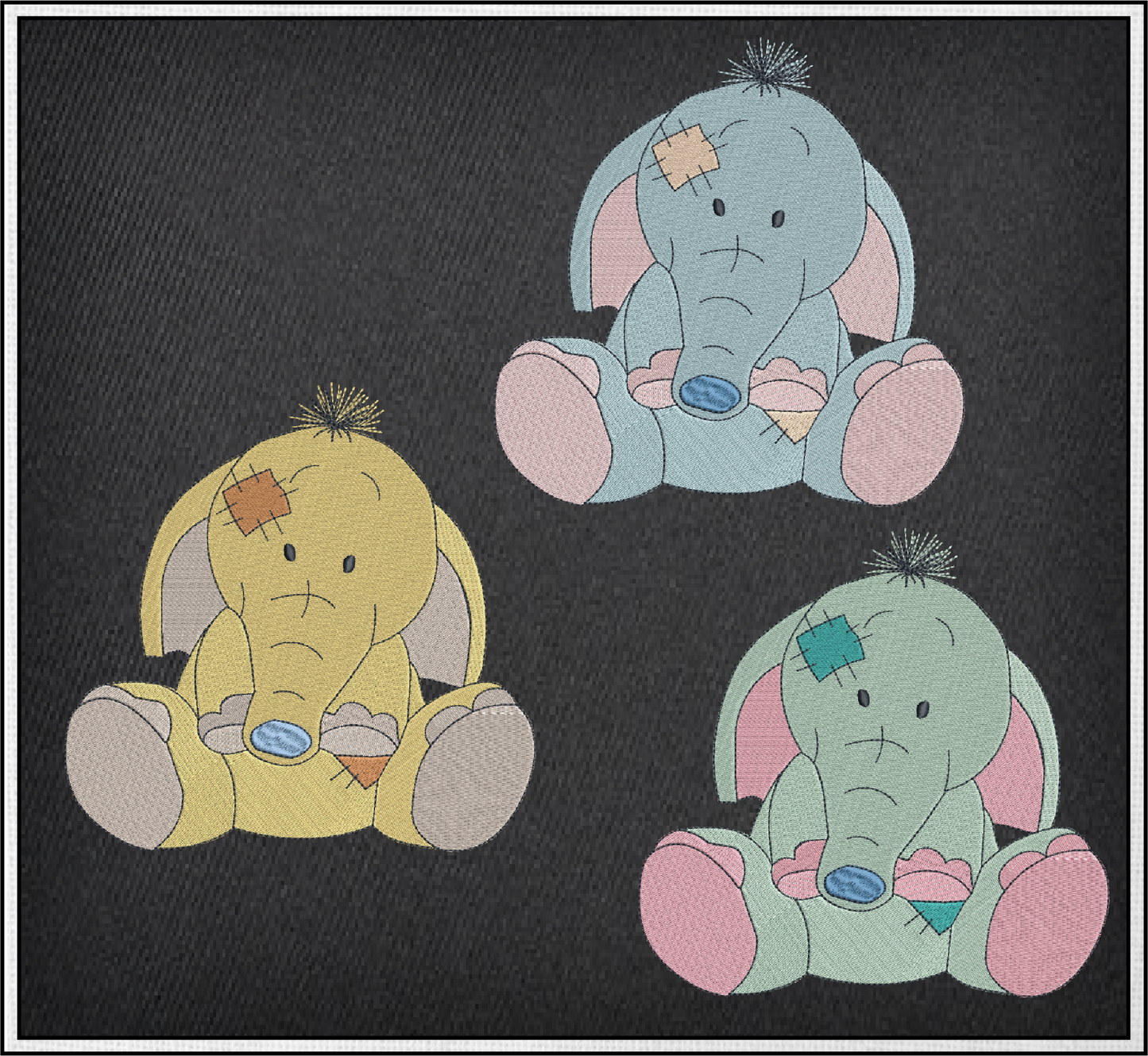 Toy Elephant Machine Embroidery Design for Babies and Kids | Vintage Stuffed Animal Pattern | Blue Nose Tatty Teddy Inspired Embroidery | 6 Sizes (0770)