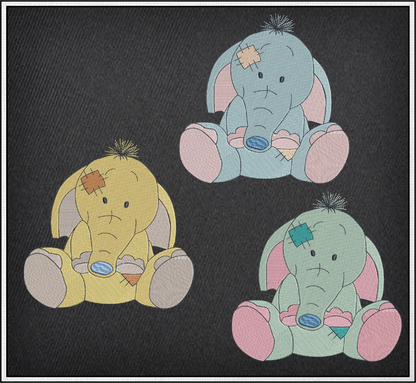 Toy Elephant Machine Embroidery Design for Babies and Kids | Vintage Stuffed Animal Pattern | Blue Nose Tatty Teddy Inspired Embroidery | 6 Sizes (0770)