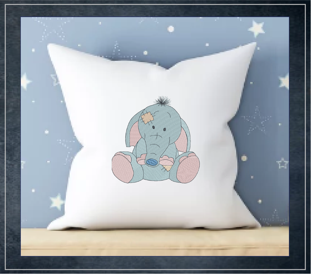 Toy Elephant Machine Embroidery Design for Babies and Kids | Vintage Stuffed Animal Pattern | Blue Nose Tatty Teddy Inspired Embroidery | 6 Sizes (0770)