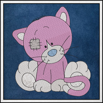 Toy Kitten Machine Embroidery Design for Babies and Kids | Vintage Stuffed Animal Kitten | Blue Nose Tatty Teddy Inspired | 6 Sizes (0237)