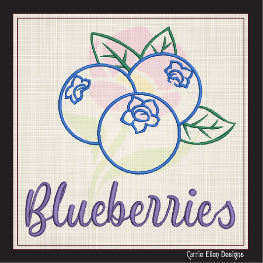 Blueberries Machine Embroidery Design | Summer Orchard Fruit Design | Digital Fruit Embroidery | 8 Sizes (0979)