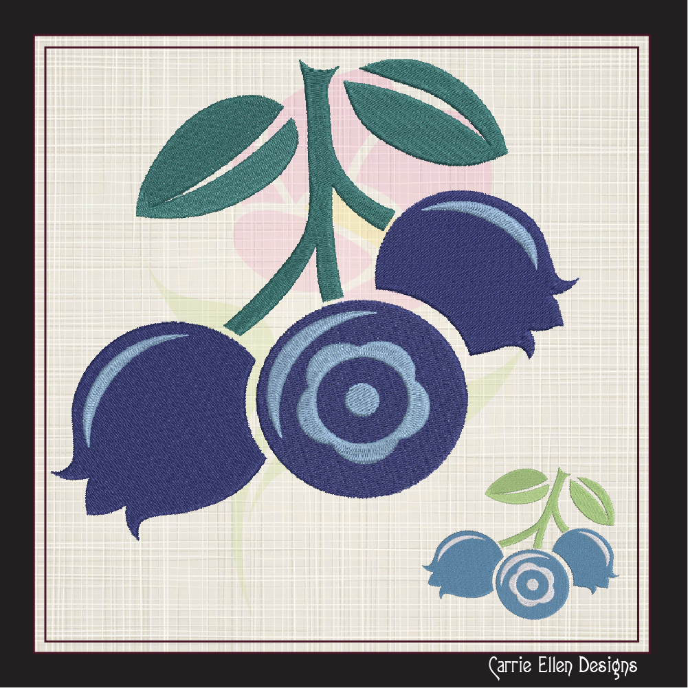 Blueberries Machine Embroidery Design | Summer Orchard Fruit Embroidery | Digital Fruit Stitch Design | 8 Sizes (0980)