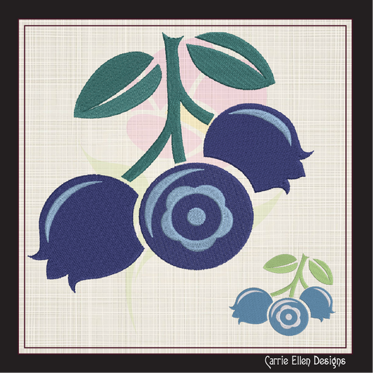 Blueberries Machine Embroidery Design | Summer Orchard Fruit Embroidery | Digital Fruit Stitch Design | 8 Sizes (0980)