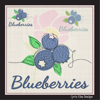 Blueberries Machine Embroidery Design | Summer Orchard Fruit Embroidery | Digital Blueberry Stitch Pattern | 8 Sizes (0982)