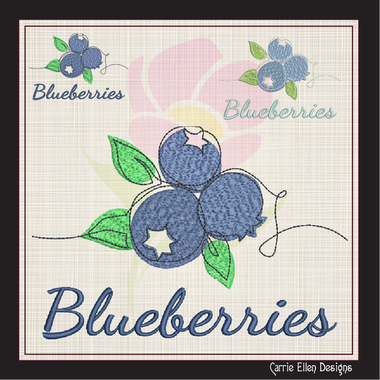 Blueberries Machine Embroidery Design | Summer Orchard Fruit Embroidery | Digital Blueberry Stitch Pattern | 8 Sizes (0982)
