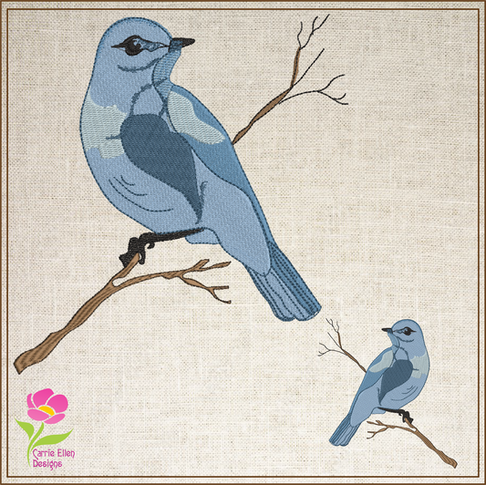 Blue Bird Machine Embroidery Design | Flower & Spring Garden Embroidery Pattern | 8 Sizes (0570)