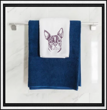 Boston Terrier Sketch Machine Embroidery Design – Pet Dog Line Art Pattern, Animal Embroidery, 4 Sizes (0506)