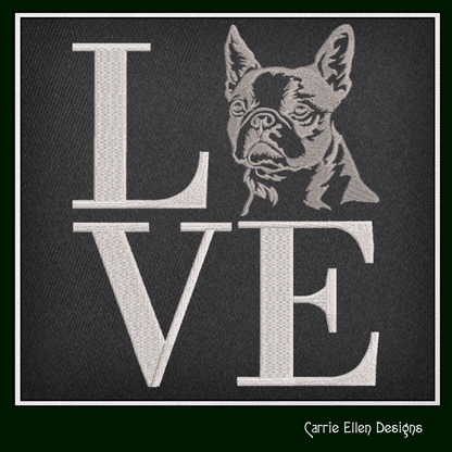 Boston Terrier LOVE Block Dog Machine Embroidery Design – Dog Lover Pattern – 6 Sizes (1187)