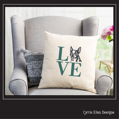 Boston Terrier LOVE Block Dog Machine Embroidery Design – Dog Lover Pattern – 6 Sizes (1187)