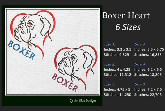I Love My Boxer Machine Embroidery Design – Dog Lover Pattern – 6 Sizes (1563)