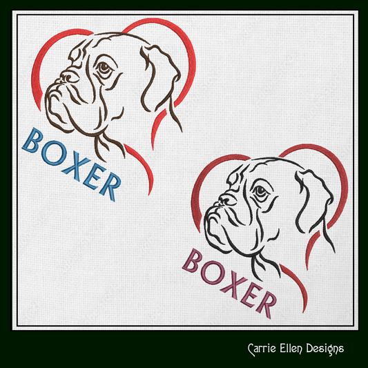 I Love My Boxer Machine Embroidery Design – Dog Lover Pattern – 6 Sizes (1563)