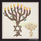 Twisted Wooden Branch Chanukah Menorah Machine Embroidery Design – Menorah Candles, Star of David, Jewish Holiday Embroidery, 8 Sizes (1056)