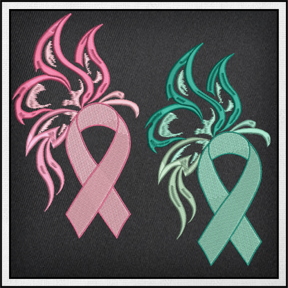 Breast Cancer Awareness Machine Embroidery, Teal Ovarian Cancer Ribbon Butterfly Embroidery, Pink Ribbon Butterfly Design, 8 Sizes (0363)