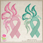 Breast Cancer Awareness Machine Embroidery, Teal Ovarian Cancer Ribbon Butterfly Embroidery, Pink Ribbon Butterfly Design, 8 Sizes (0363)