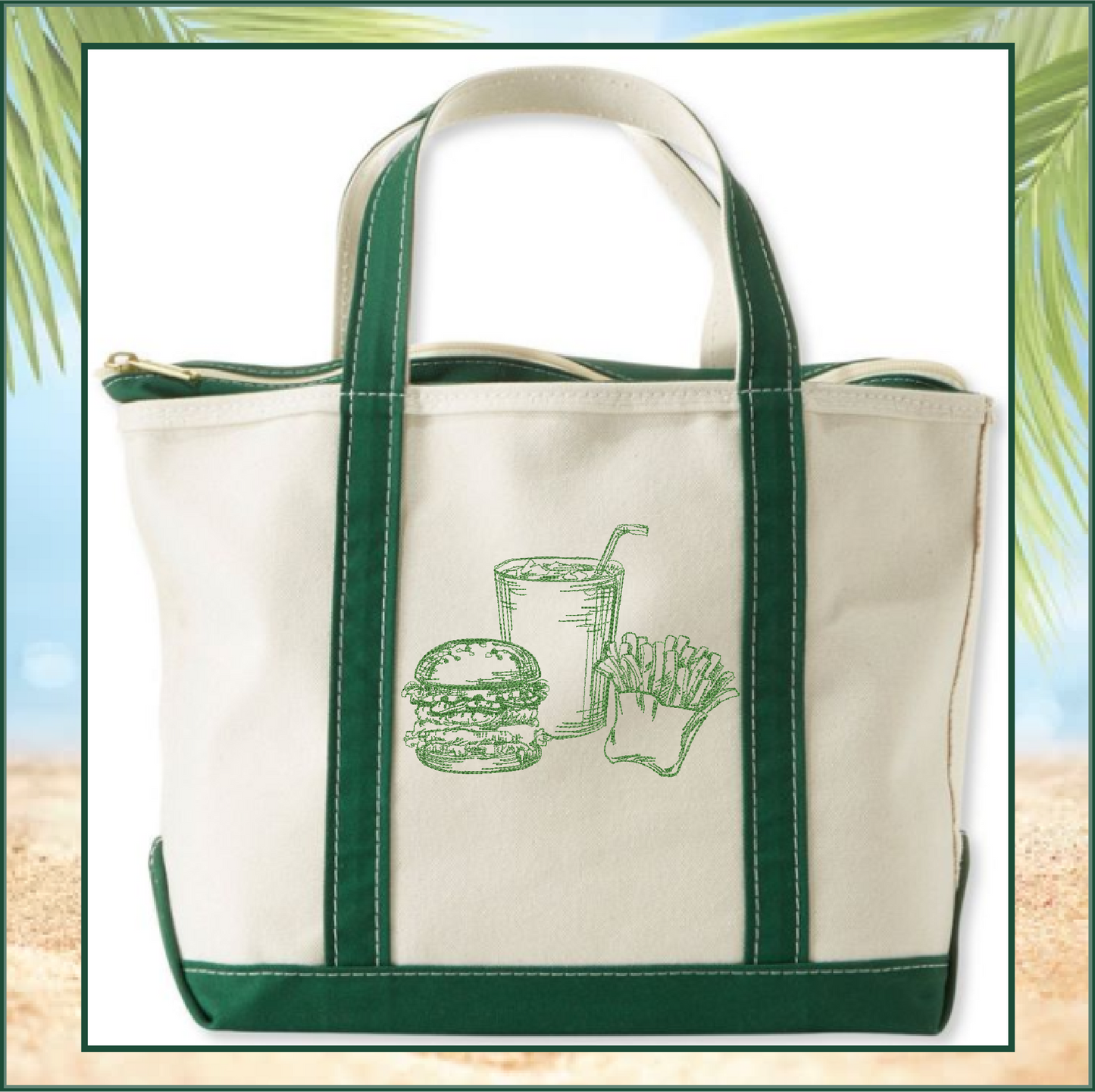 Burger and Fries Sketch Machine Embroidery Design | Fast Food Meal Embroidery | 6 Sizes (0710)