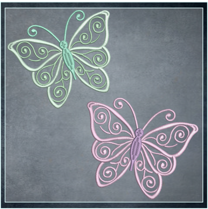 Butterfly Machine Embroidery Design | Fancy Flourish Monarch Butterflies | Garden Insect Embroidery | 6 Sizes (0716)