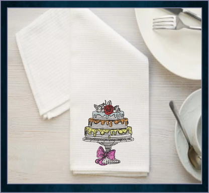 Fancy Cake Machine Embroidery Design | 3-Tiered Layer Cake Dessert Design | Sweet Treat Embroidery | 6 Sizes (0688)