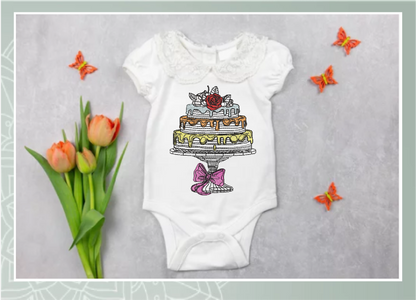 Fancy Cake Machine Embroidery Design | 3-Tiered Layer Cake Dessert Design | Sweet Treat Embroidery | 6 Sizes (0688)