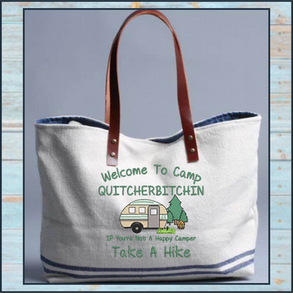 Camp Quitcherbitchin Machine Embroidery Design | Funny Camping Saying | Humorous Quote Embroidery Design | 6 Sizes (0701)