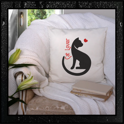 Cat Lover Machine Embroidery Design – Pet Cat Silhouette Embroidery Pattern, 8 Sizes (0483)