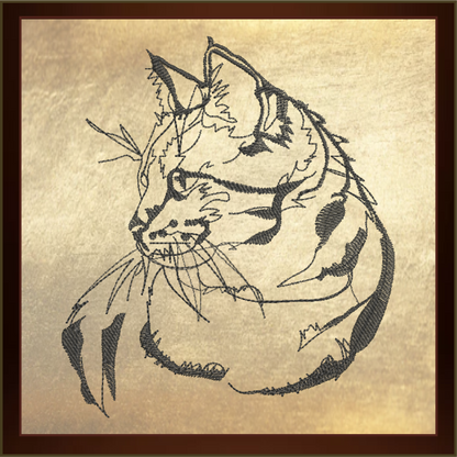Cat Machine Embroidery Design Sketch, Cat Profile Embroidery Design, Cat Lover Embroidery Designs, Pet Embroidery Design, 8 Sizes (0340)