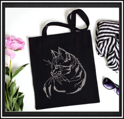 Cat Machine Embroidery Design Sketch, Cat Profile Embroidery Design, Cat Lover Embroidery Designs, Pet Embroidery Design, 8 Sizes (0340)