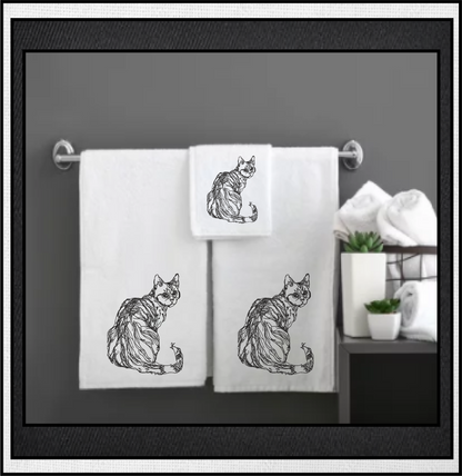 Cat Sketch Machine Embroidery Design | Cat Lover Embroidery Pattern | Domestic Shorthair Cat Outline | Pet Embroidery Design, 4 Sizes (0498)