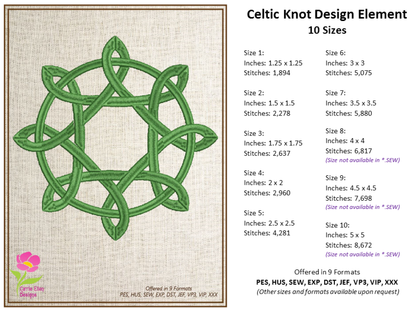 Celtic Knot Machine Embroidery Design | Timeless Celtic Knots | Intricate Symbolic Patterns | 10 Sizes (0903)