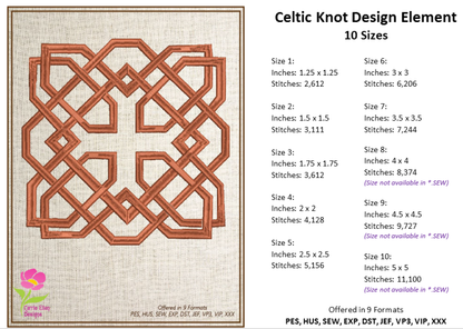 Celtic Knot Machine Embroidery Design Bundle | 6 Intricate Knot Designs | 10 Sizes Each | Timeless Celtic Patterns (0884)