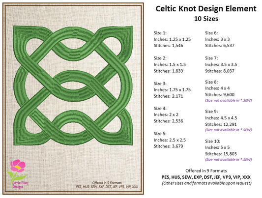 Celtic Knot Machine Embroidery Design | Timeless Celtic Knots | Intricate Symbolic Patterns | 10 Sizes (0912)