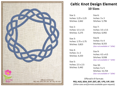 Celtic Knot Machine Embroidery Design | Timeless Celtic Knots | Intricate Symbolic Patterns | 10 Sizes (0904)