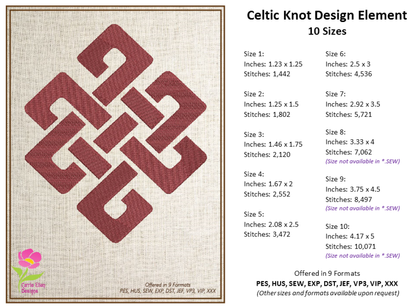 Celtic Knot Machine Embroidery Design | Timeless Celtic Knots | Intricate Symbolic Patterns | 10 Sizes (0905)