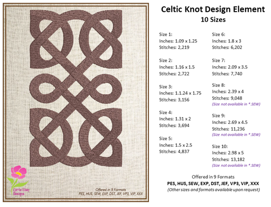 Celtic Knot Machine Embroidery Design | Timeless Celtic Knots | Intricate Symbolic Patterns | 10 Sizes (0907)