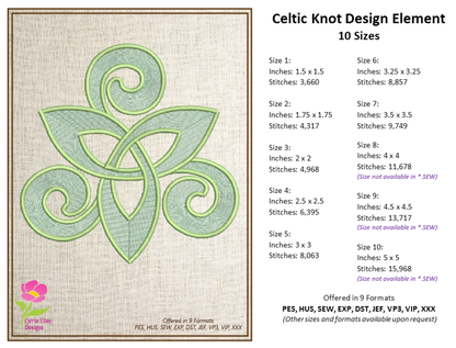Celtic Knot Machine Embroidery Design | Timeless Celtic Knots | Intricate Symbolic Patterns | 10 Sizes (0914)