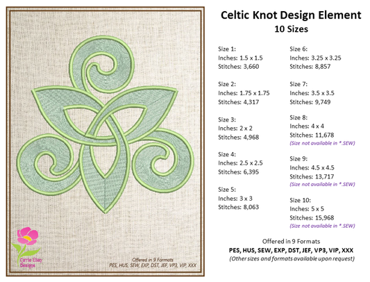 Celtic Knot Machine Embroidery Design | Timeless Celtic Knots | Intricate Symbolic Patterns | 10 Sizes (0914)