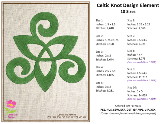 Celtic Knot Machine Embroidery Design | Timeless Celtic Knots | Intricate Symbolic Patterns | 10 Sizes (0913)