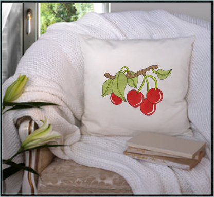 Cherries on the Branch Machine Embroidery Design | Summer Fruit Artistic Drawing | Fruit and Vegetables Design | 8 Sizes (0950)