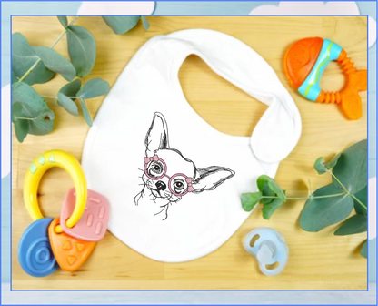 Chihuahua with Glasses Machine Embroidery Design | Cute Puppy Dog Sketch | Chihuahua Animal Line Art Pattern | 6 Sizes (0805)