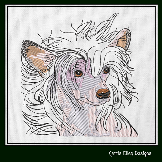 Chinese Crested Dog Machine Embroidery Design – Toy Breed Pet Lover Pattern – 6 Sizes (1544)