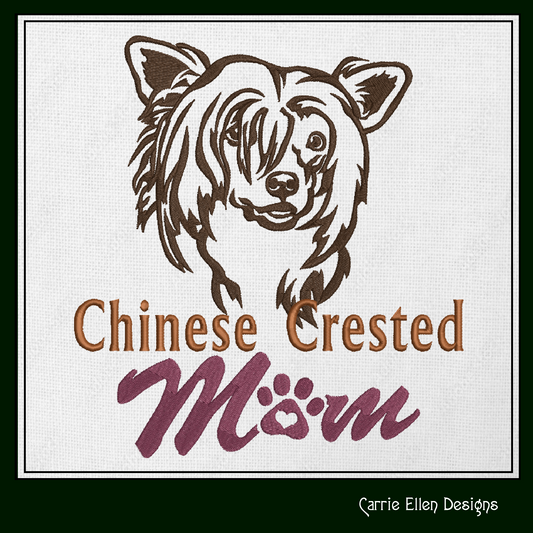 Chinese Crested Mom Machine Embroidery Design – Dog Lover Breed Pattern – 6 Sizes (1604)
