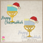 Chrismukkah Machine Embroidery Design – Menorah with Santa Cap, Jewish Christmas Hanukkah Stitch File, 8 Sizes (3325)