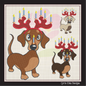 Dachshund Chrismukkah Machine Embroidery Design – Holiday Dog with Menorah Antlers Cartoon, 6 Sizes (1093)