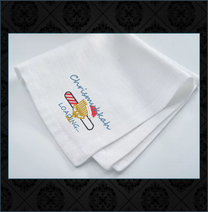 Chrismukkah Loading Santa Hat and Menorah Machine Embroidery Design – Hanukkah Christmas Holiday Design – 6 Sizes (0251)