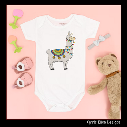 Christmas Llama with Lights and Bells Machine Embroidery Design – Festive Alpaca Holiday Pattern – 8 Sizes (1004)