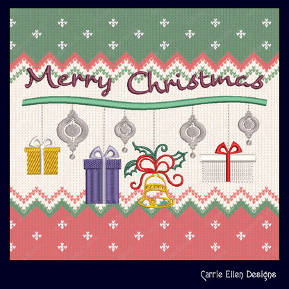 Christmas Machine Embroidery Design – Merry Christmas Mobile Holiday Pattern – 6 Sizes (1189)